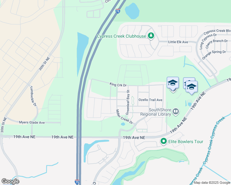 map of restaurants, bars, coffee shops, grocery stores, and more near 15706 Spice Key Street in Sun City Center