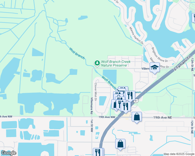 map of restaurants, bars, coffee shops, grocery stores, and more near 5009 Clover Mist Drive in Apollo Beach