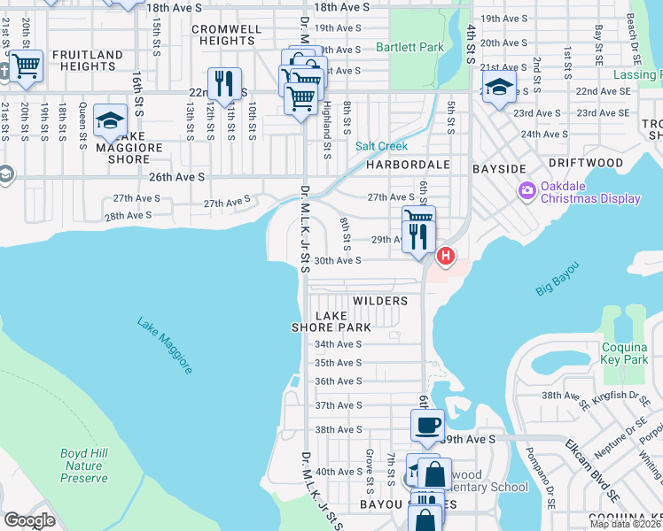 map of restaurants, bars, coffee shops, grocery stores, and more near 850 30th Avenue South in St. Petersburg
