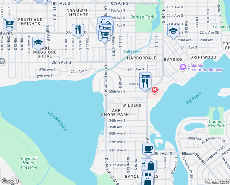 map of restaurants, bars, coffee shops, grocery stores, and more near 850 30th Avenue South in St. Petersburg