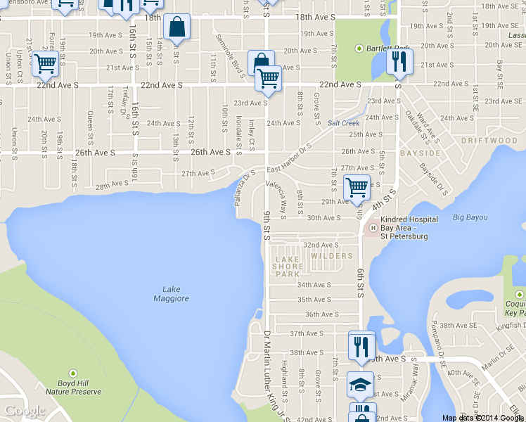 map of restaurants, bars, coffee shops, grocery stores, and more near in St. Petersburg