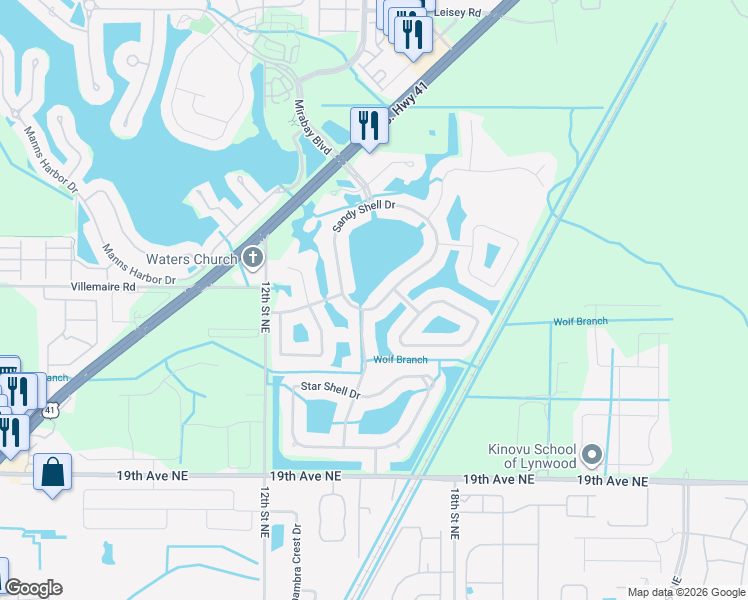 map of restaurants, bars, coffee shops, grocery stores, and more near 5315 Sandy Shell Drive in Apollo Beach