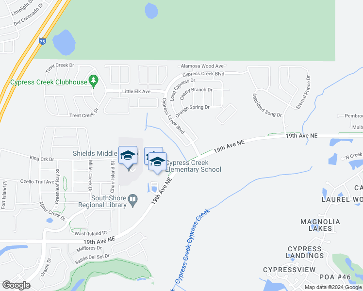 map of restaurants, bars, coffee shops, grocery stores, and more near 15535 Telford Spring Drive in Sun City Center