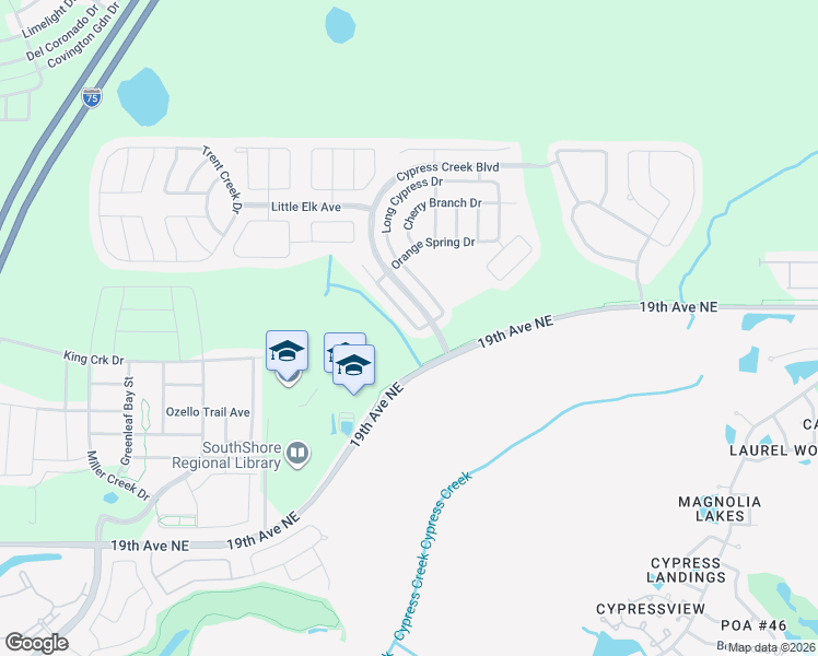 map of restaurants, bars, coffee shops, grocery stores, and more near 15535 Telford Spring Drive in Ruskin