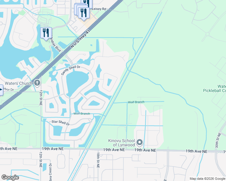 map of restaurants, bars, coffee shops, grocery stores, and more near 338 Cockle Shell Loop in Apollo Beach