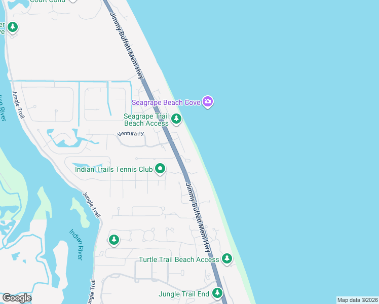 map of restaurants, bars, coffee shops, grocery stores, and more near 200 South Monterey Drive in Vero Beach