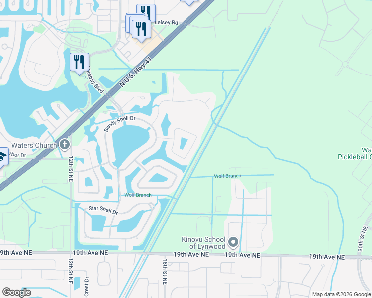 map of restaurants, bars, coffee shops, grocery stores, and more near 338 Cockle Shell Loop in Apollo Beach