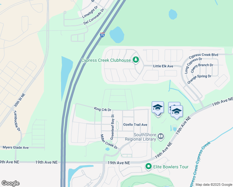 map of restaurants, bars, coffee shops, grocery stores, and more near Trent Creek Drive in Sun City Center