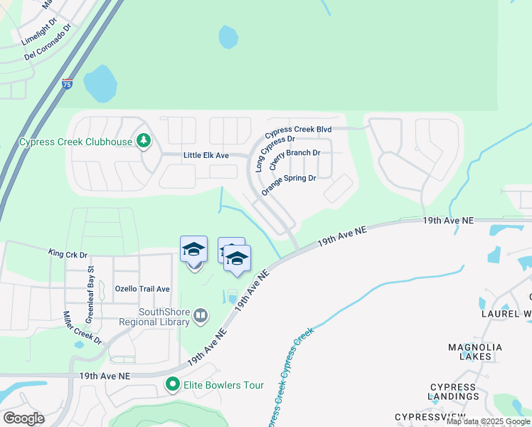 map of restaurants, bars, coffee shops, grocery stores, and more near 15516 Telford Spring Drive in Sun City Center