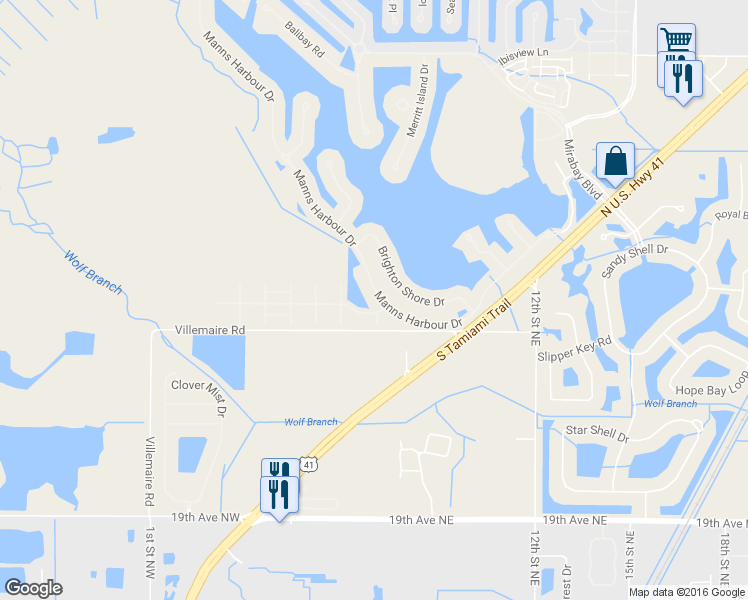 map of restaurants, bars, coffee shops, grocery stores, and more near 540 Manns Harbour Drive in Apollo Beach