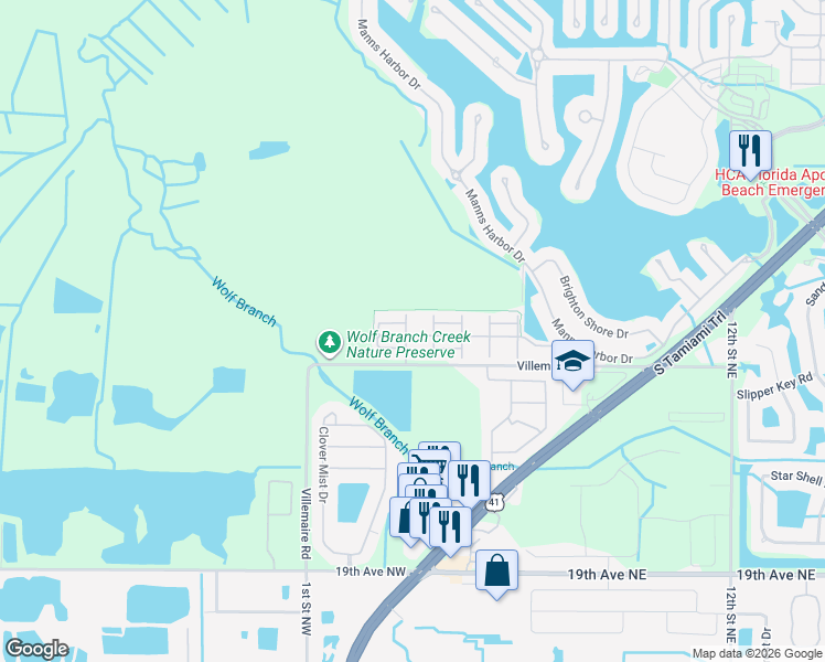 map of restaurants, bars, coffee shops, grocery stores, and more near 729 Winterside Dr in Apollo Beach