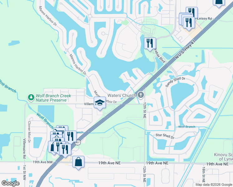 map of restaurants, bars, coffee shops, grocery stores, and more near 5211 Brighton Shore Drive in Apollo Beach