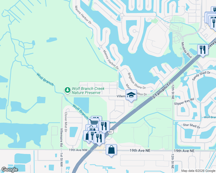 map of restaurants, bars, coffee shops, grocery stores, and more near 505 Winterside Dr in Apollo Beach