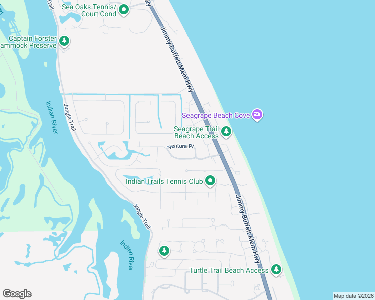 map of restaurants, bars, coffee shops, grocery stores, and more near 430 Ventura Place in Vero Beach