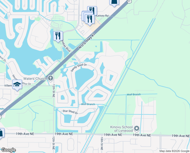 map of restaurants, bars, coffee shops, grocery stores, and more near 5427 Sandy Shell Drive in Apollo Beach