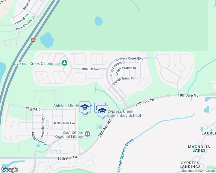 map of restaurants, bars, coffee shops, grocery stores, and more near 15414 Telford Spring Drive in Ruskin
