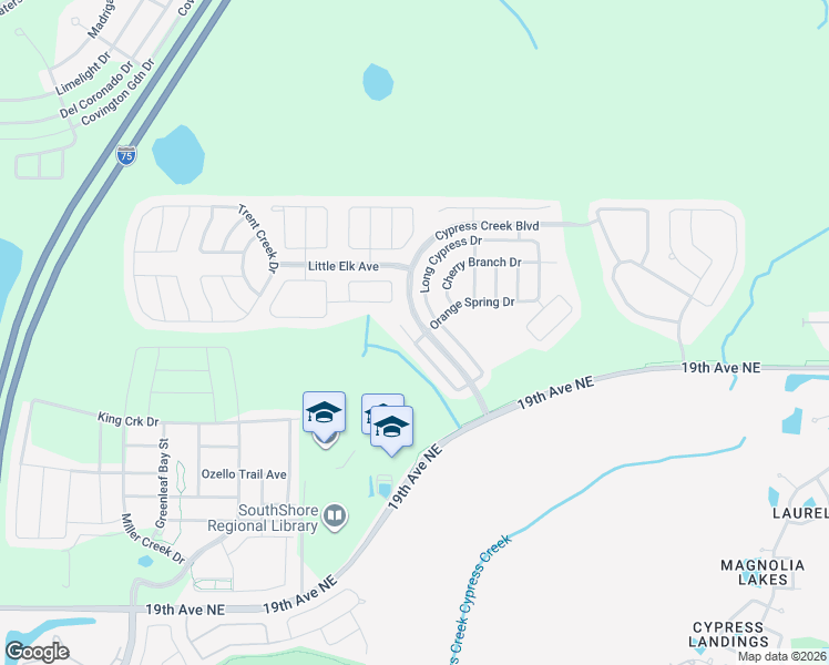 map of restaurants, bars, coffee shops, grocery stores, and more near 15414 Telford Spring Drive in Ruskin