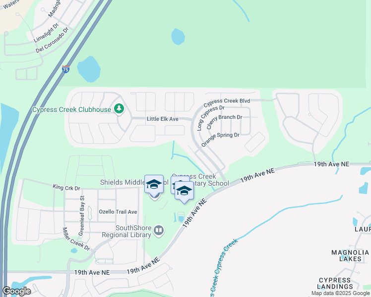 map of restaurants, bars, coffee shops, grocery stores, and more near 15407 Telford Spring Drive in Ruskin