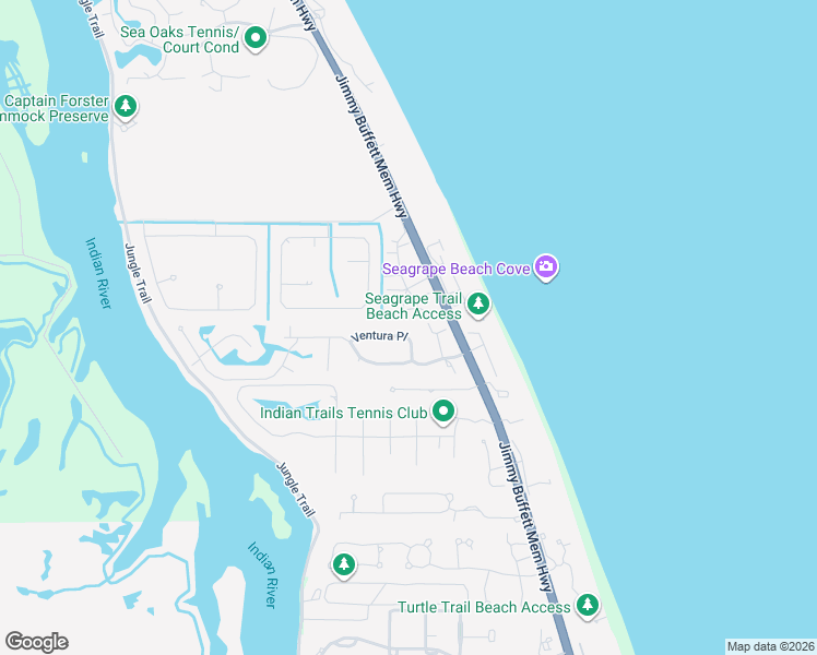 map of restaurants, bars, coffee shops, grocery stores, and more near 430 Ventura Place in Vero Beach