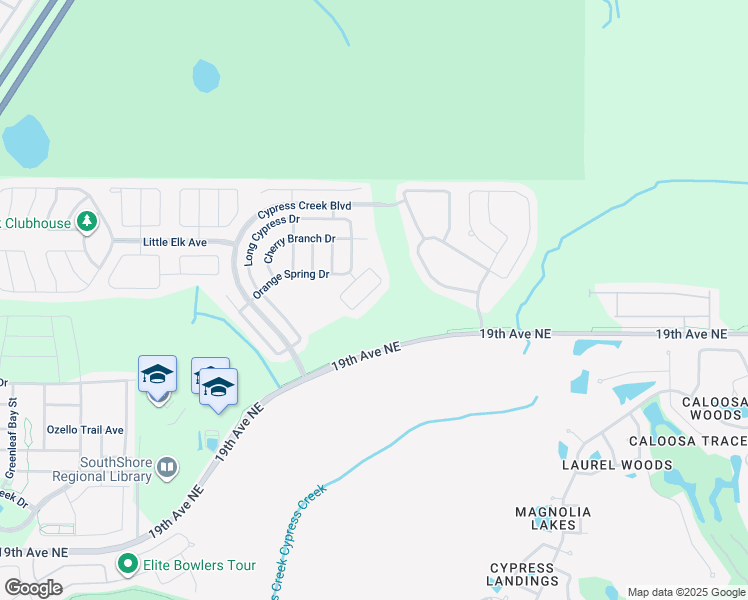 map of restaurants, bars, coffee shops, grocery stores, and more near 8442 Hunters Fork Loop in Ruskin