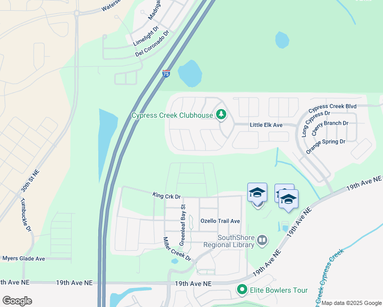 map of restaurants, bars, coffee shops, grocery stores, and more near 6809 Trent Creek Drive in Ruskin