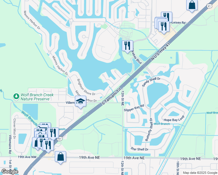 map of restaurants, bars, coffee shops, grocery stores, and more near 424 Manns Harbor Drive in Apollo Beach