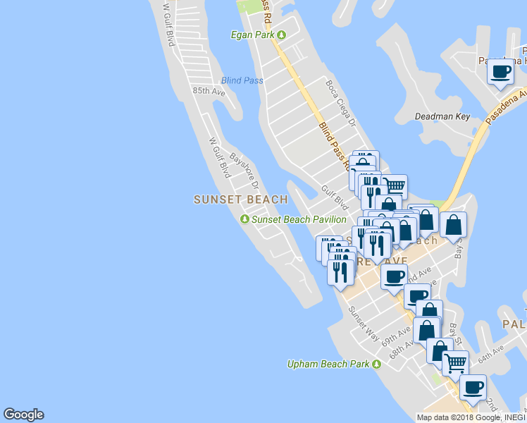 map of restaurants, bars, coffee shops, grocery stores, and more near 40 79th Terrace in St. Petersburg