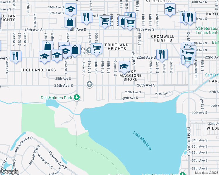 map of restaurants, bars, coffee shops, grocery stores, and more near 1796 26th Avenue South in Saint Petersburg
