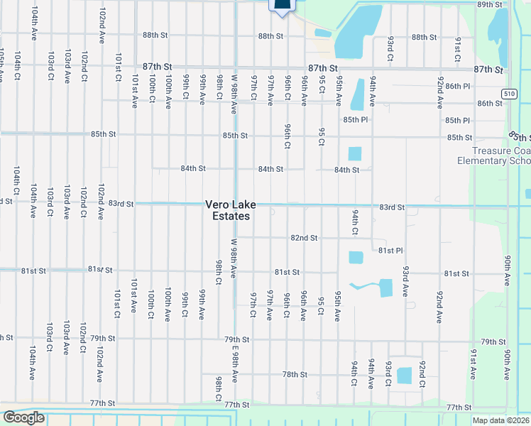map of restaurants, bars, coffee shops, grocery stores, and more near 9730 83rd Street in Vero Beach