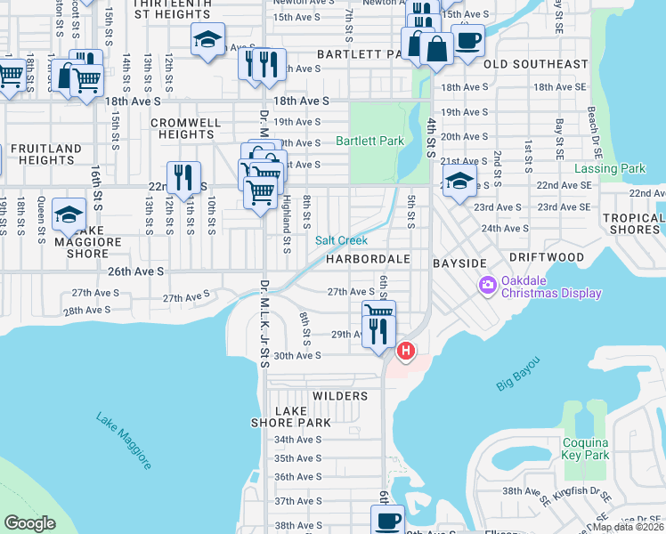 map of restaurants, bars, coffee shops, grocery stores, and more near 773 West Harbor Drive South in St. Petersburg