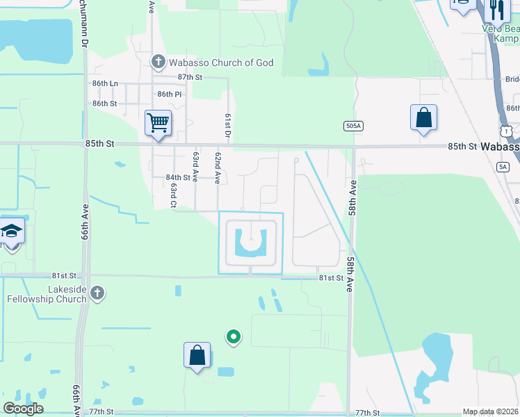 map of restaurants, bars, coffee shops, grocery stores, and more near 8344 Paladin Square in Vero Beach