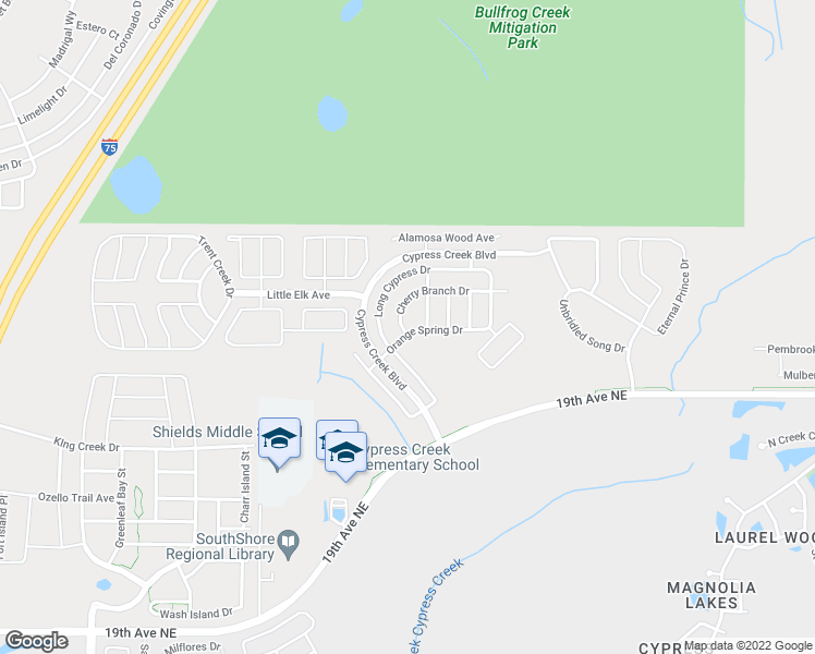 map of restaurants, bars, coffee shops, grocery stores, and more near 8005 Cherry Branch Drive in Ruskin