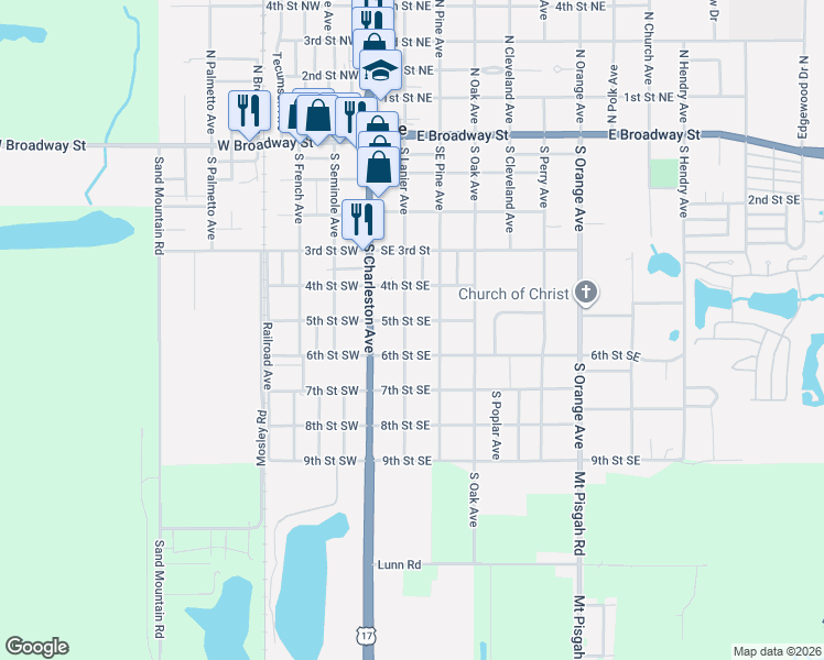 map of restaurants, bars, coffee shops, grocery stores, and more near 112 5th Street Southeast in Fort Meade