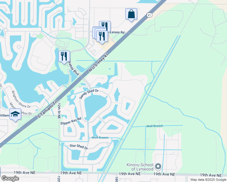 map of restaurants, bars, coffee shops, grocery stores, and more near 204 Royal Bonnet Drive in Apollo Beach