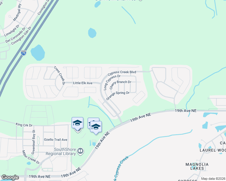 map of restaurants, bars, coffee shops, grocery stores, and more near 8009 Cherry Branch Drive in Ruskin