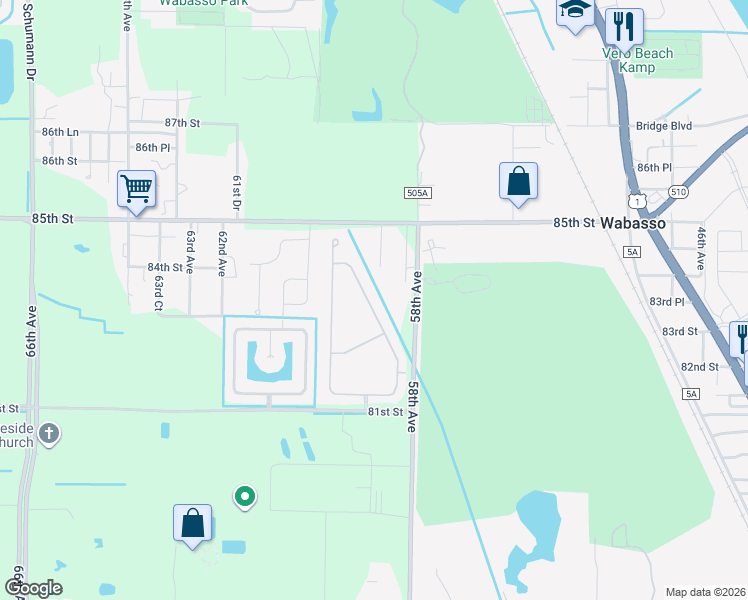 map of restaurants, bars, coffee shops, grocery stores, and more near 6007 Ridge Lake Circle in Vero Beach