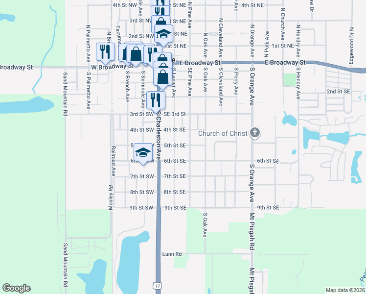 map of restaurants, bars, coffee shops, grocery stores, and more near 112 5th Street Southeast in Fort Meade