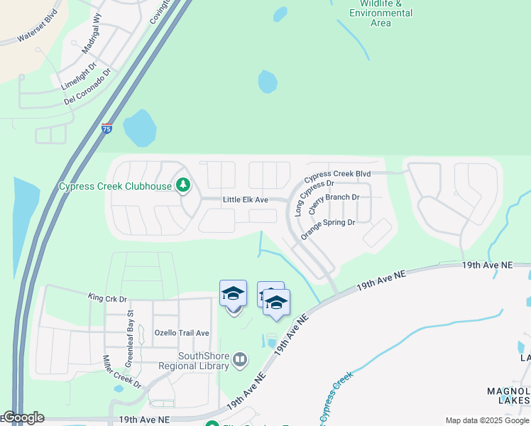 map of restaurants, bars, coffee shops, grocery stores, and more near 7544 Turtle View Drive in Ruskin