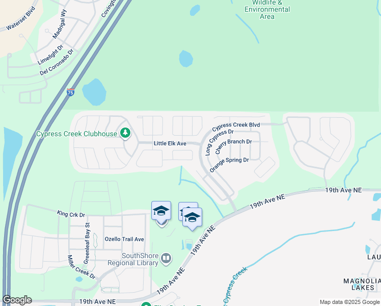 map of restaurants, bars, coffee shops, grocery stores, and more near 7544 Turtle View Drive in Ruskin