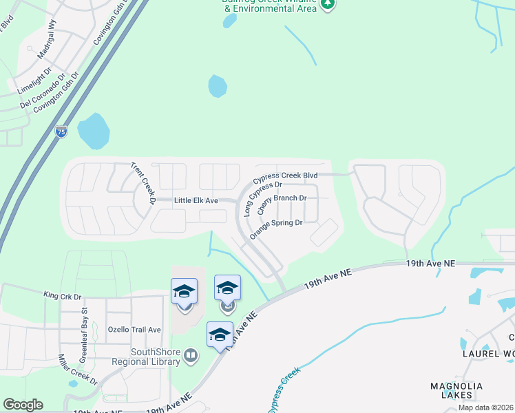 map of restaurants, bars, coffee shops, grocery stores, and more near 8009 Cherry Branch Drive in Ruskin