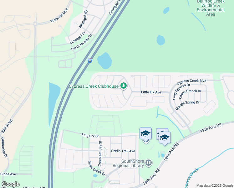 map of restaurants, bars, coffee shops, grocery stores, and more near Trent Creek Drive in Sun City Center