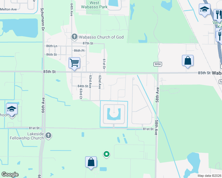 map of restaurants, bars, coffee shops, grocery stores, and more near 6115 85th Street in Vero Beach