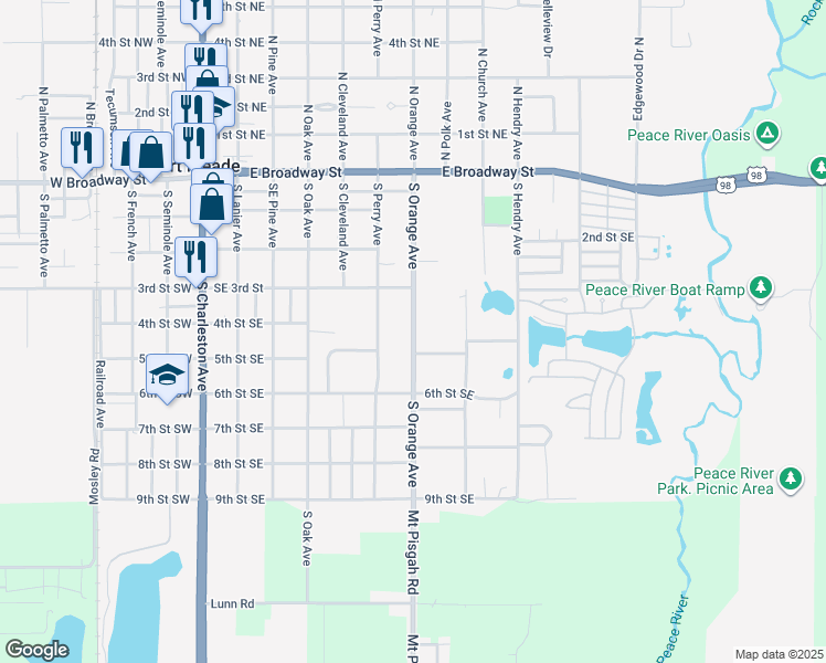 map of restaurants, bars, coffee shops, grocery stores, and more near 419 South Orange Avenue in Fort Meade