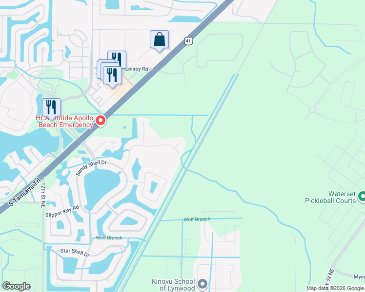 map of restaurants, bars, coffee shops, grocery stores, and more near 5404 Coral Shell Way in Apollo Beach