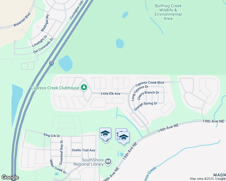 map of restaurants, bars, coffee shops, grocery stores, and more near 7512 Maroon Peak Drive in Ruskin