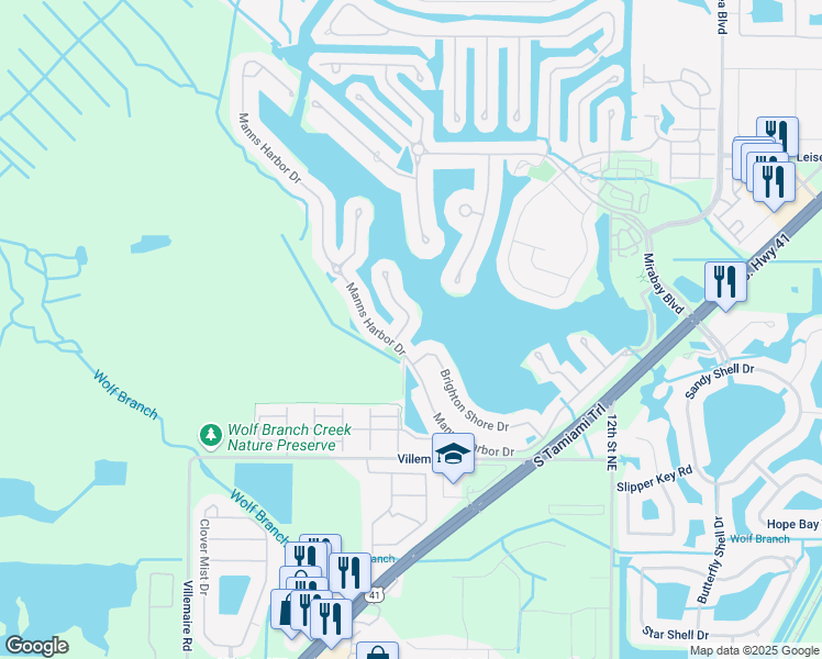 map of restaurants, bars, coffee shops, grocery stores, and more near 5307 Loon Nest Court in Apollo Beach