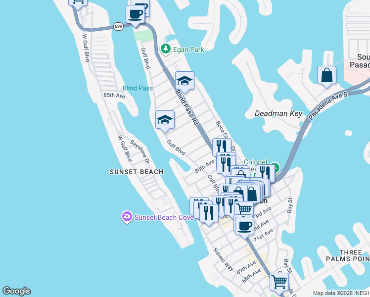 map of restaurants, bars, coffee shops, grocery stores, and more near 470 82nd Avenue in St. Pete Beach