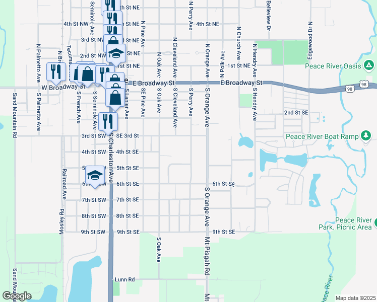 map of restaurants, bars, coffee shops, grocery stores, and more near 322 South Perry Avenue in Fort Meade