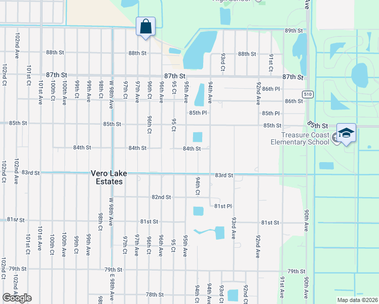 map of restaurants, bars, coffee shops, grocery stores, and more near 8366 95th Avenue in Vero Beach
