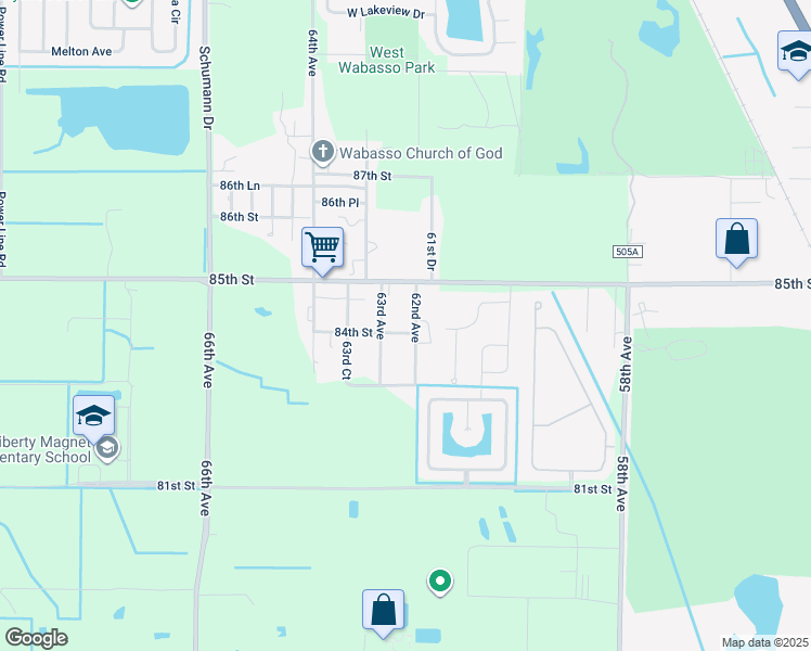 map of restaurants, bars, coffee shops, grocery stores, and more near 8425 62nd Avenue in Vero Beach